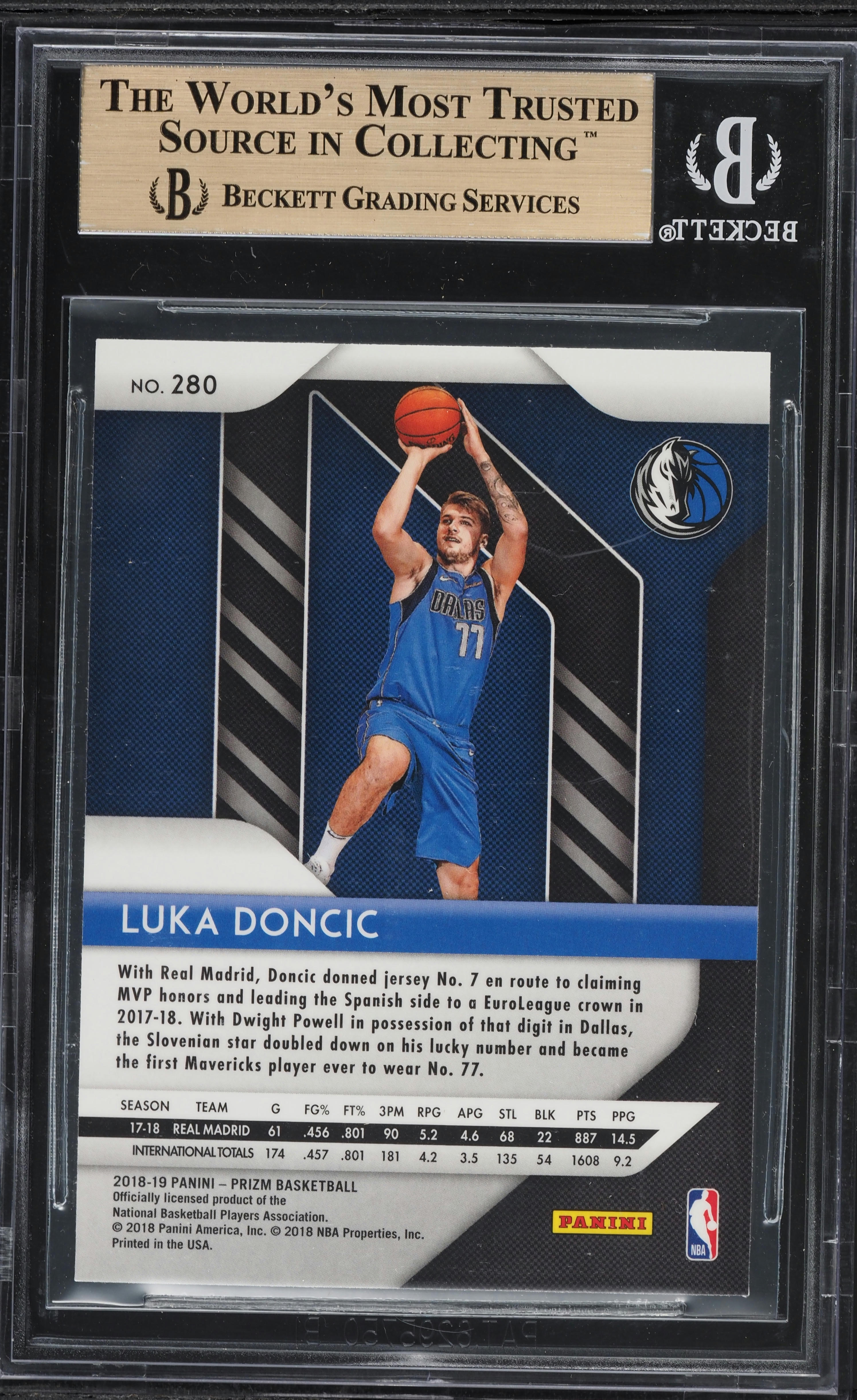2018 Panini Prizm Luka Doncic ROOKIE #280 BGS 9.5 GEM MINT