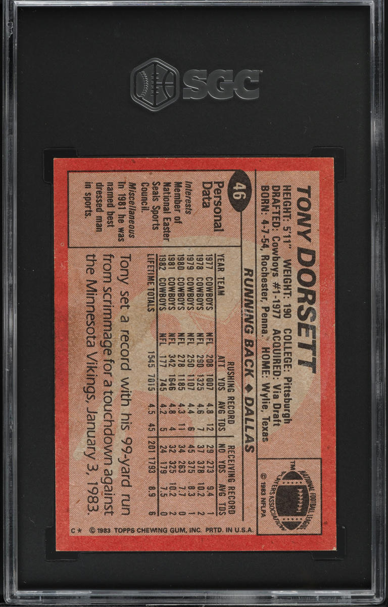 1983 Topps Football Tony Dorsett #46 SGC 6.5 EXMT+