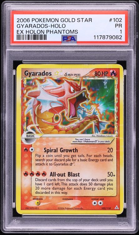 2006 Pokemon EX Holon Phantoms Holo Gyarados Gold Star #102 PSA 1 PR