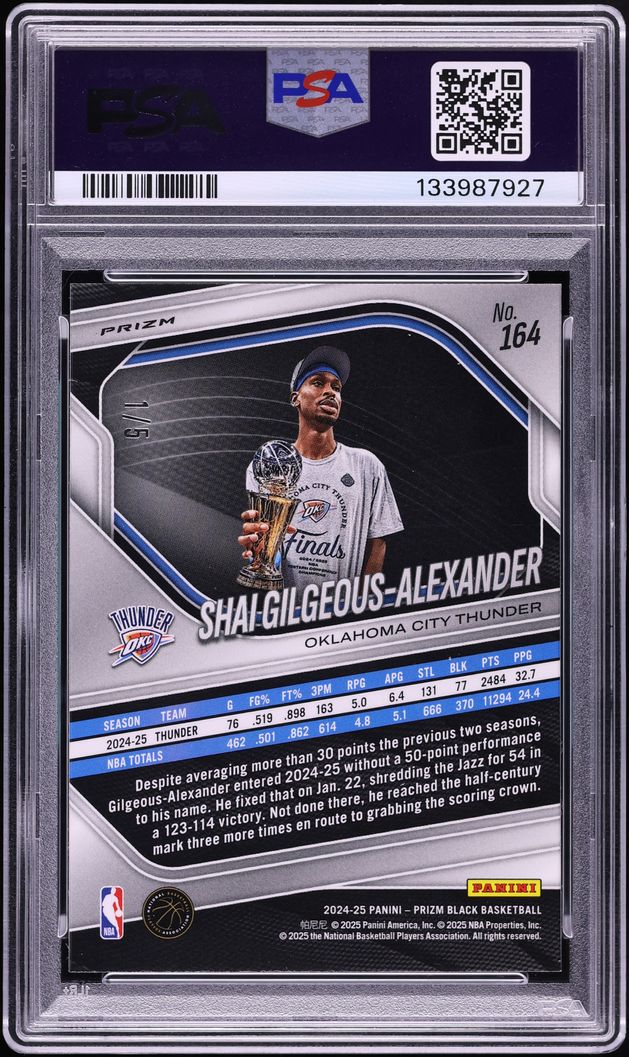 2024 Panini Prizm Black Gold Vinyl FOTL Shai Gilgeous-Alexander 1/5 #164 PSA 10 GEM MINT