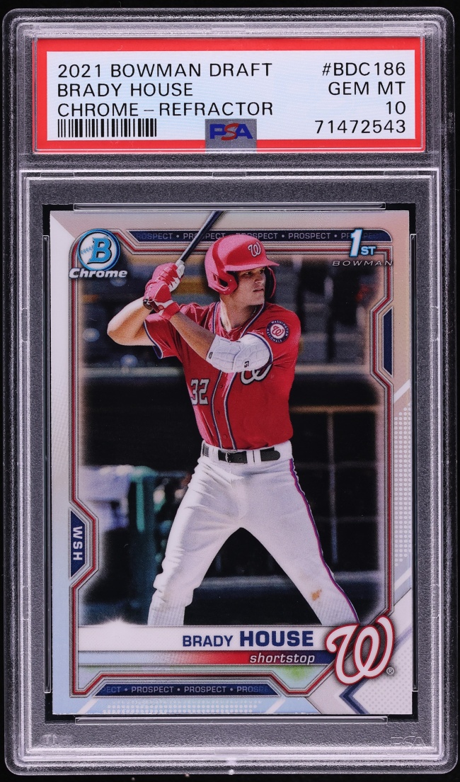 2021 Bowman Chrome Draft Refractor Brady House PROSPECT #BDC-186 PSA 10 GEM MINT