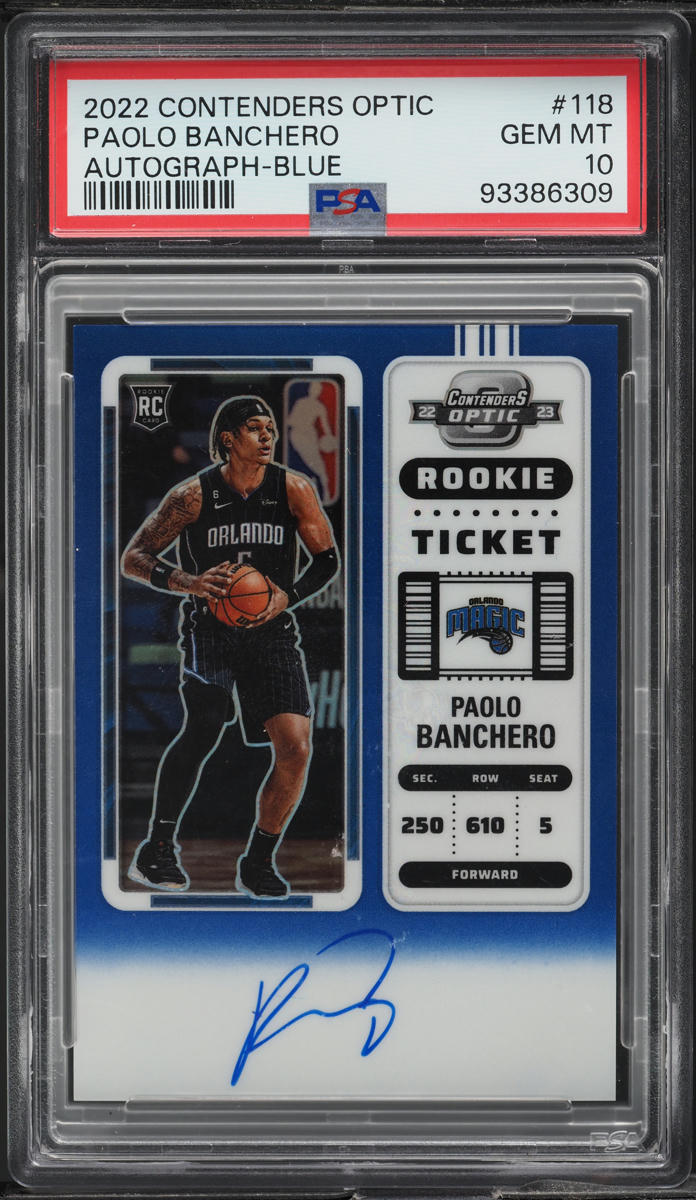 2022 Panini Contenders Optic Blue Paolo Banchero ROOKIE AUTO /49 #118 PSA 10 GEM