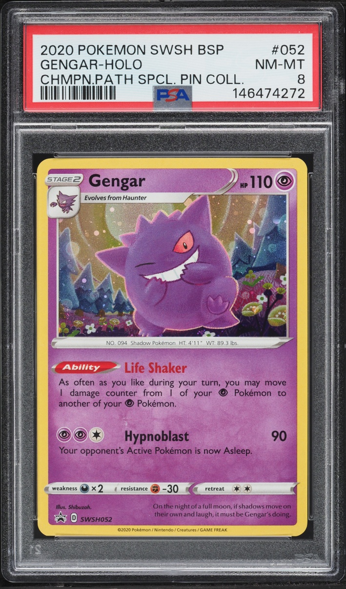 2020 Pokemon Sword & Shield Promo Champion's Path Pin Collection Holo Gengar #52 PSA 8 NM-MT