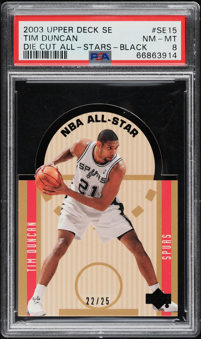 2003 Upper Deck SE All-Stars Black Die-Cut Tim Duncan /25 #SE15 PSA 8 NM-MT - Photo 1