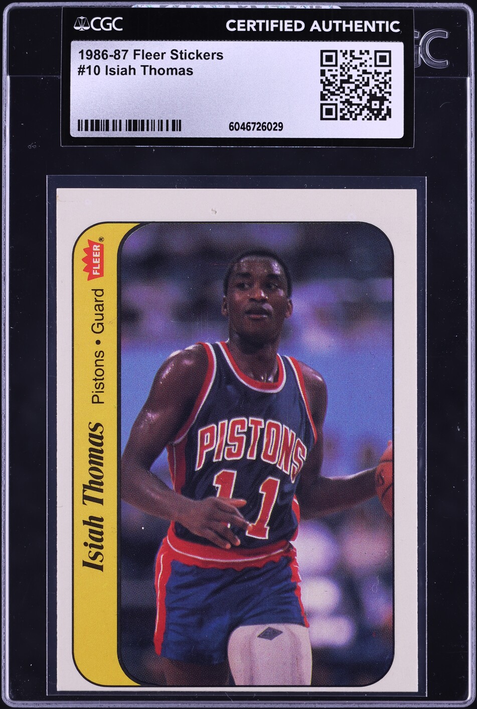 1986 Fleer Sticker Isiah Thomas ROOKIE #10 CGC AUTH