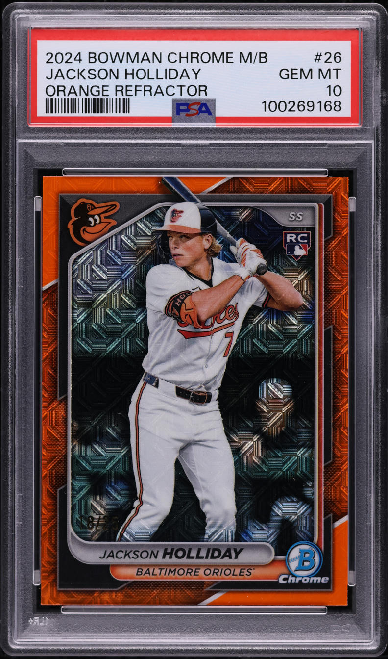 2024 Bowman Chrome Mega Box Orange Refractor Jackson Holliday RC /25 #26 PSA 10