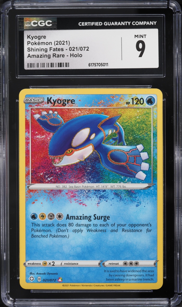 2021 Pokemon Sword & Shield Shining Fates Amazing Rare Kyogre #21 CGC 9 MINT