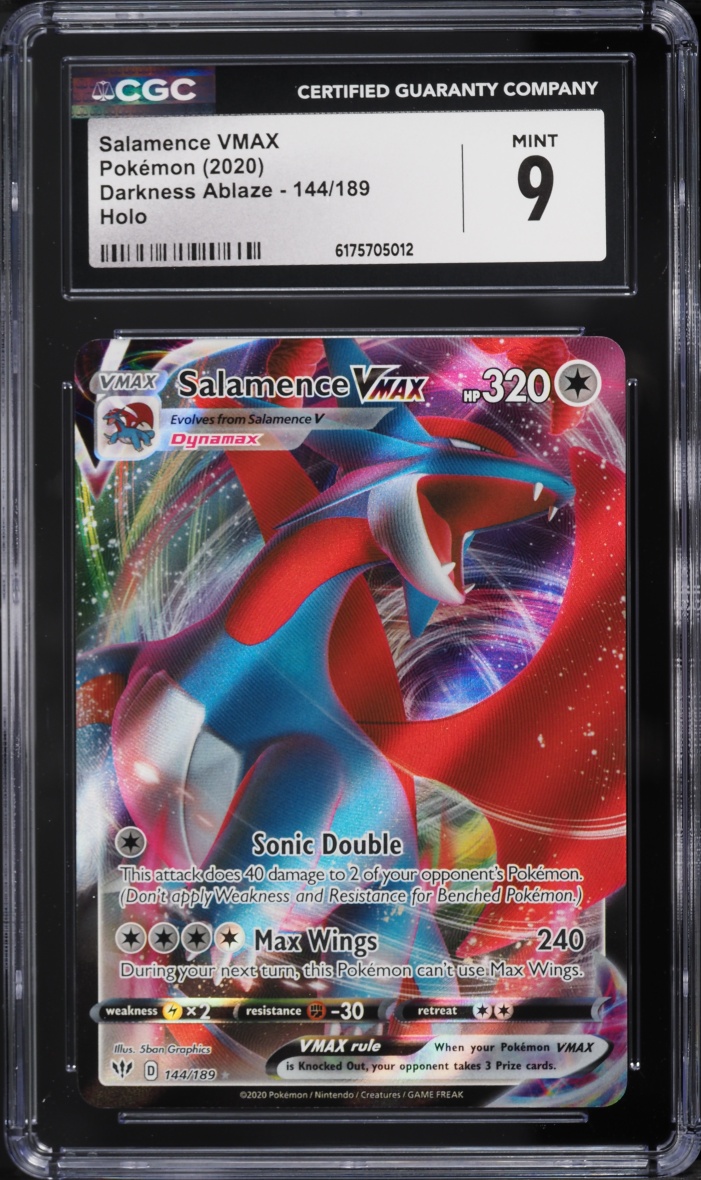 2020 Pokemon Sword & Shield Darkness Ablaze Full Art Salamence VMAX #144 CGC 9 MINT
