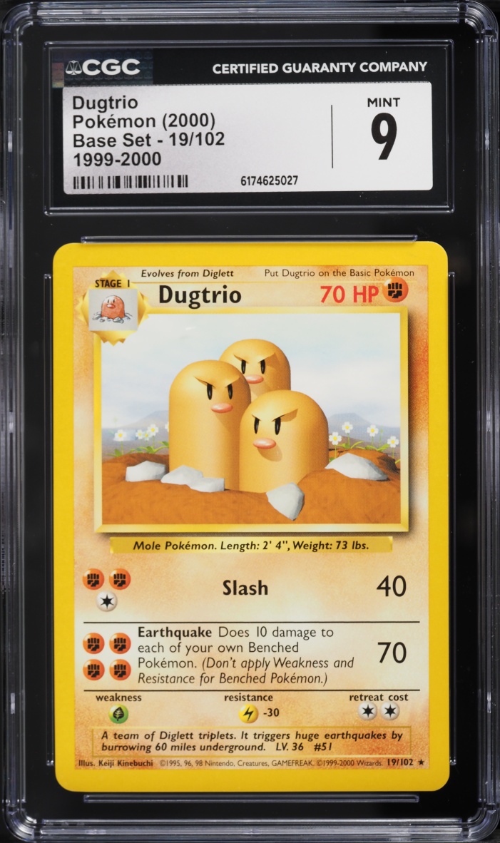 1999-2000 Pokemon Base Set Dugtrio #19 CGC 9 MINT