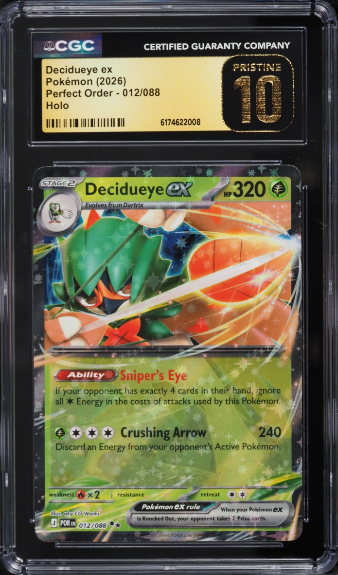 2026 Pokemon Mega Evolution Perfect Order Holo Decidueye ex #012 CGC 10 PRISTINE