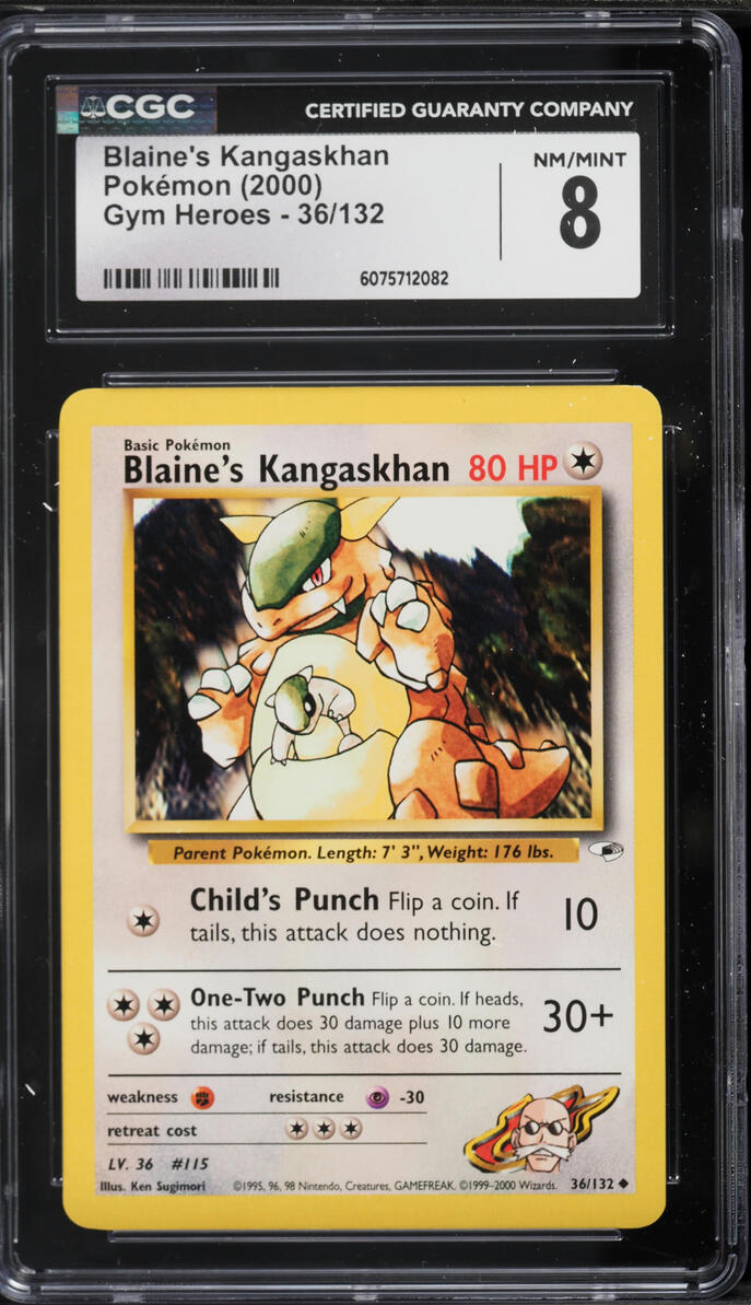 2000 Pokemon Gym Heroes Blaine's Kangaskhan #36 CGC 8 NM-MT