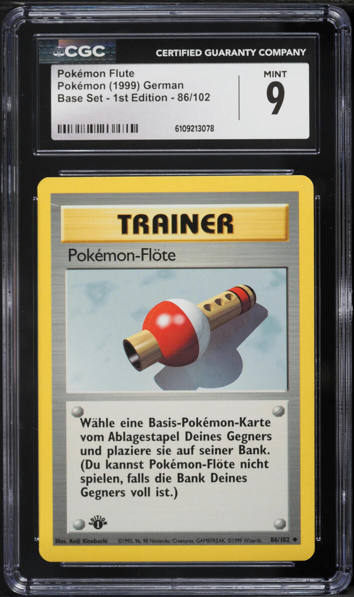 1999 Pokemon German Base Set 1st Edition Pokemon Flute #86 CGC 9 MINT