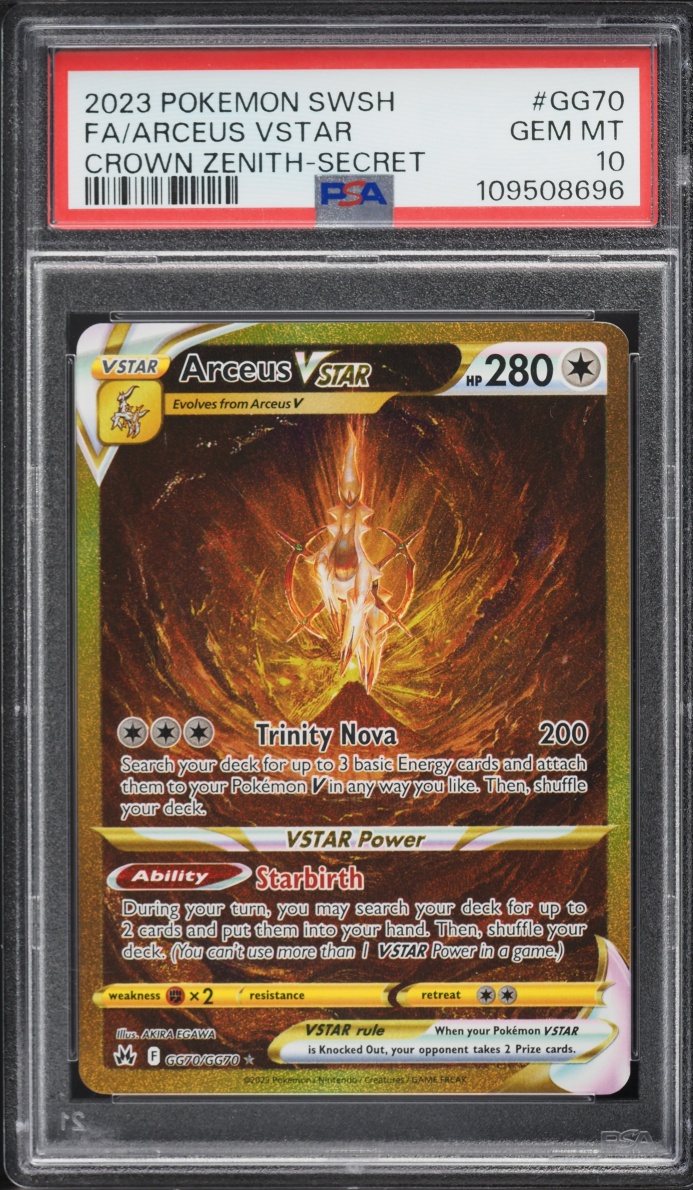 2023 Pokemon Sword & Shield Crown Zenith Gold Rare Arceus VSTAR #GG70 PSA 10 GEM MINT