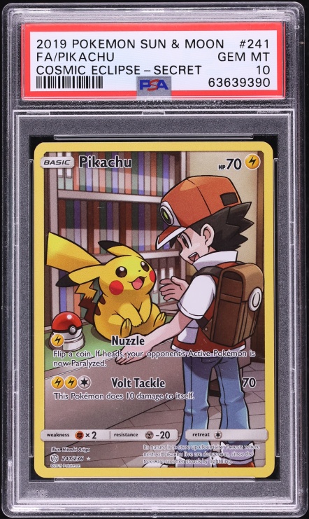2019 Pokemon Sun & Moon Cosmic Eclipse Full Art Pikachu #241 PSA 10 GEM MINT
