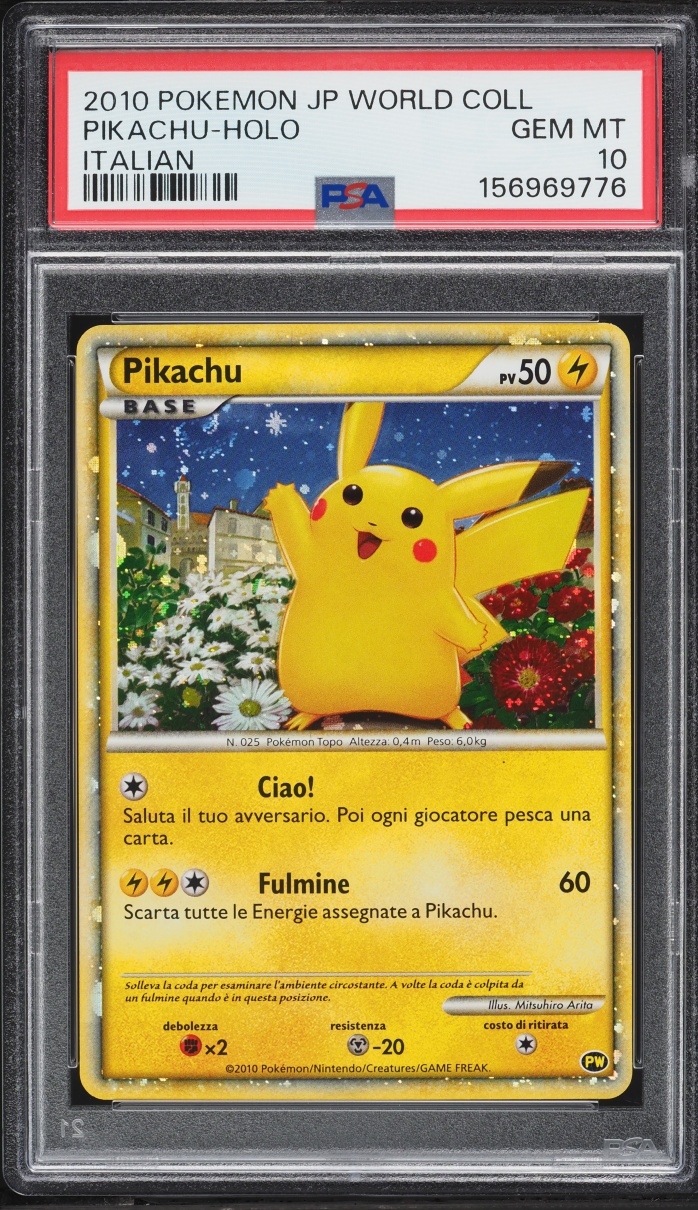 2010 Pokemon Italian World Collection Holo Pikachu PSA 10 GEM MINT