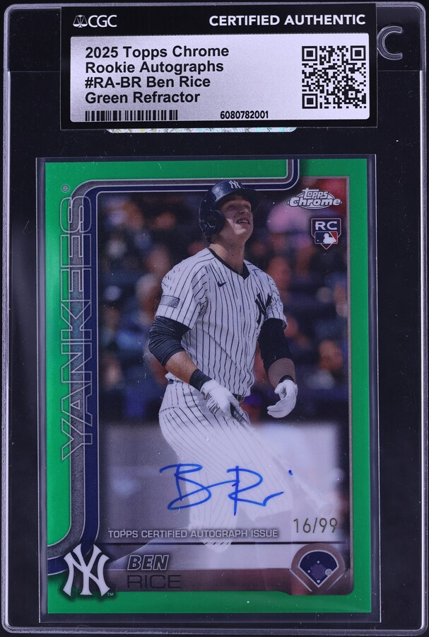 2025 Topps Chrome Purple Refractor Ben Rice ROOKIE AUTO /250 #RA