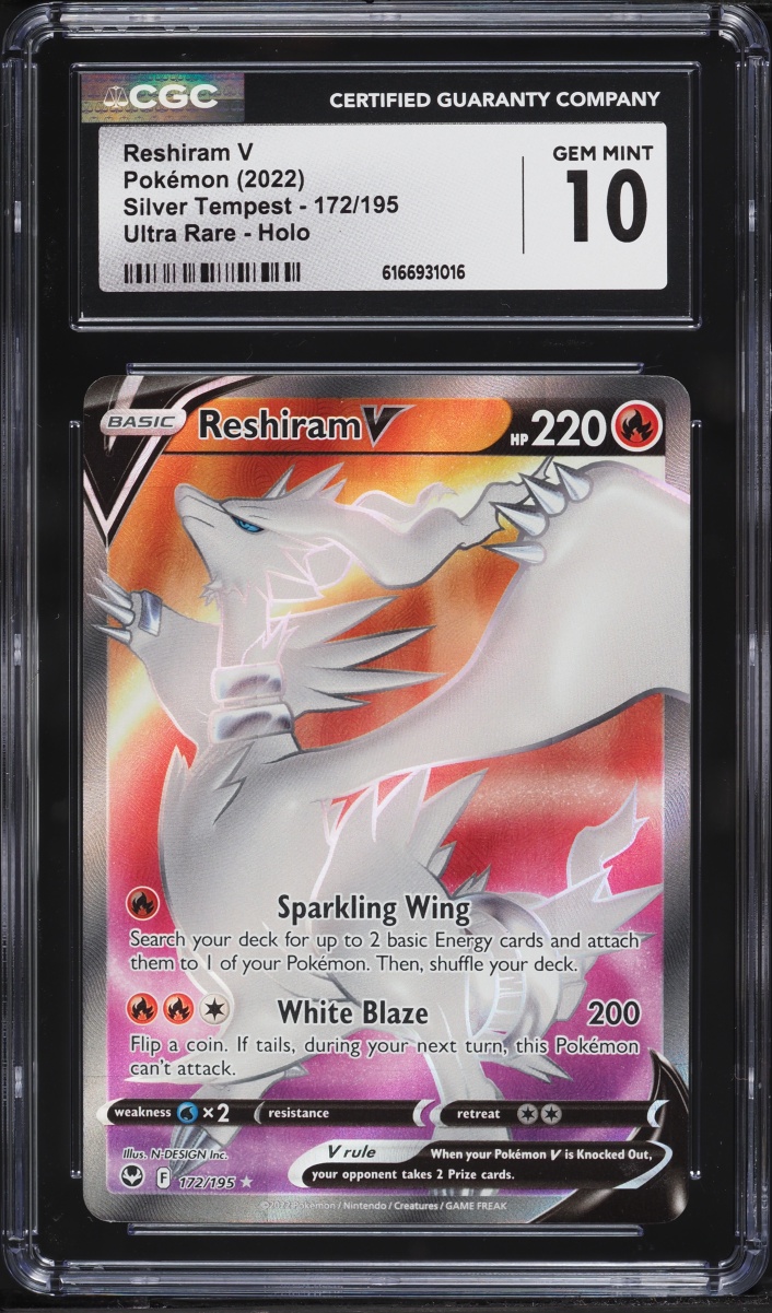 2022 Pokemon Sword & Shield Silver Tempest Full Art Reshiram V #172 CGC 10 GEM MINT