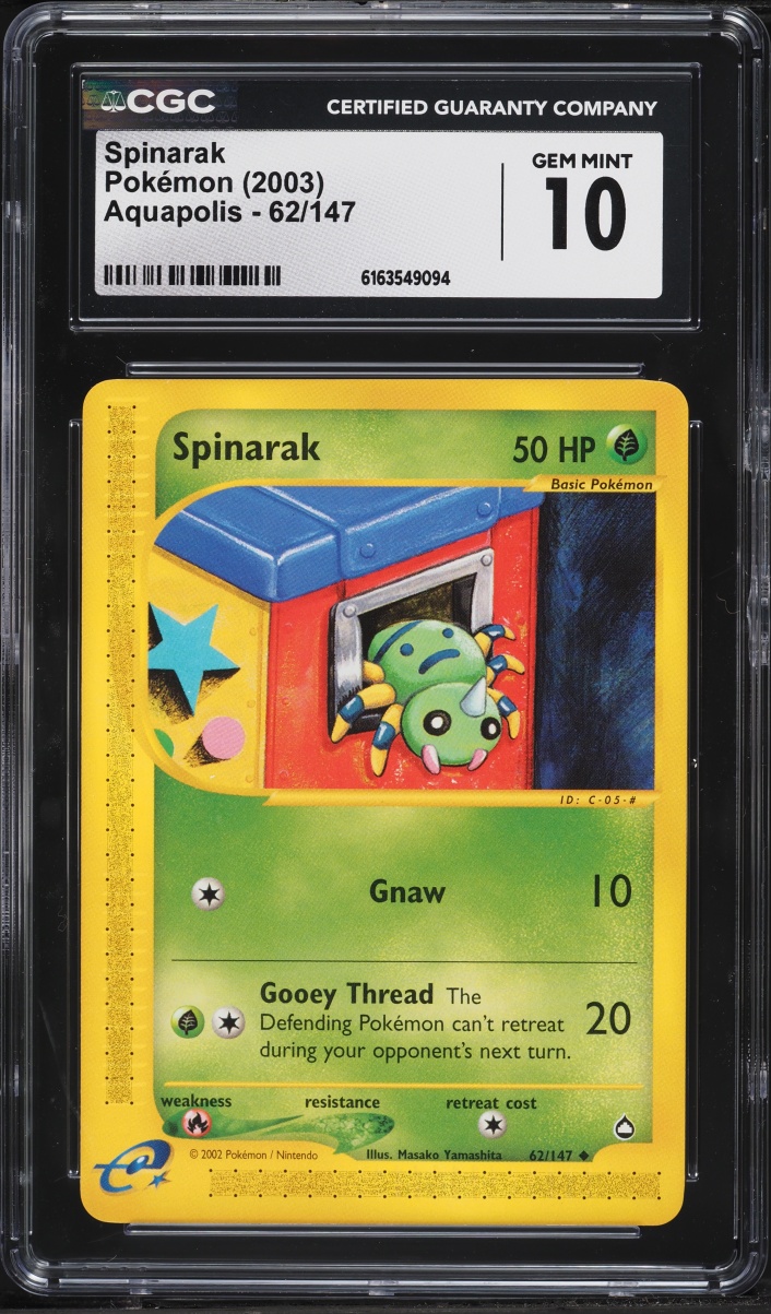 2003 Pokemon Aquapolis Spinarak #62 CGC 10 GEM MINT