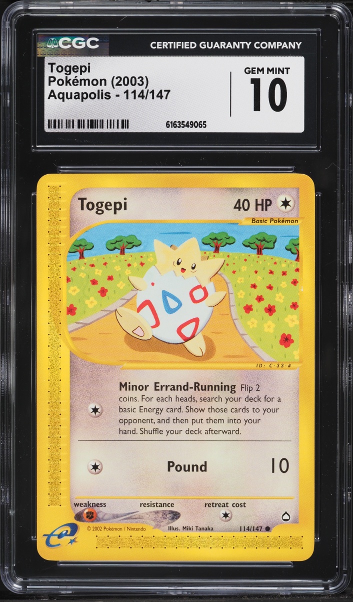 2003 Pokemon Aquapolis Togepi #114 CGC 10 GEM MINT