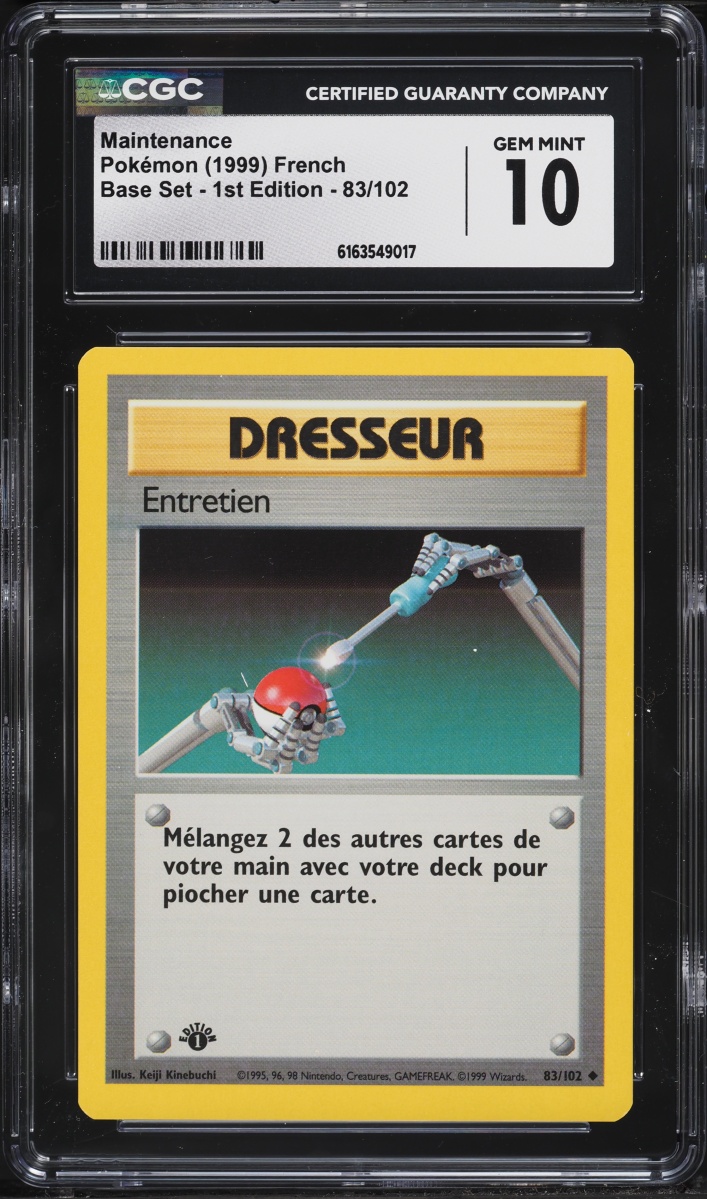 1999 Pokemon French Base Set 1st Edition Maintenance #83 CGC 10 GEM MINT