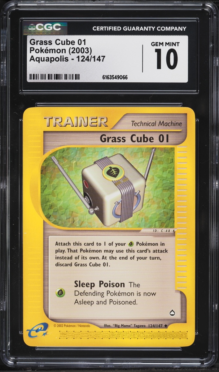 2003 Pokemon Aquapolis Grass Cube 01 #124 CGC 10 GEM MINT