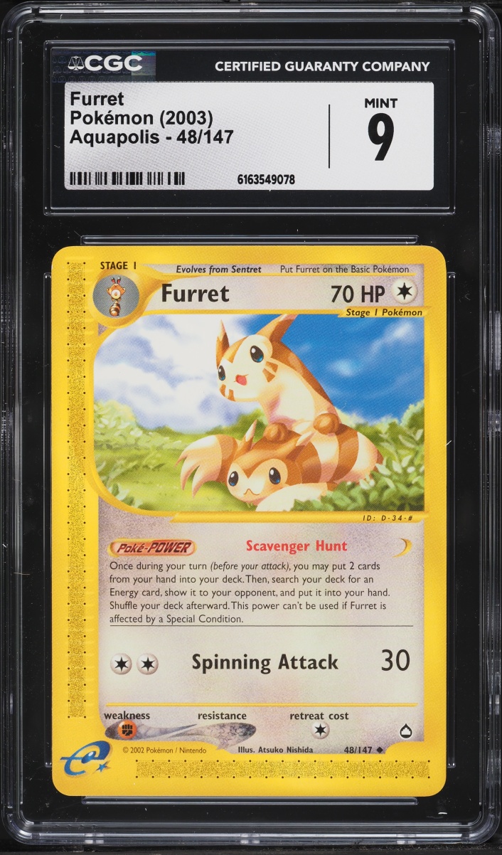 2003 Pokemon Aquapolis Furret #48 CGC 9 MINT