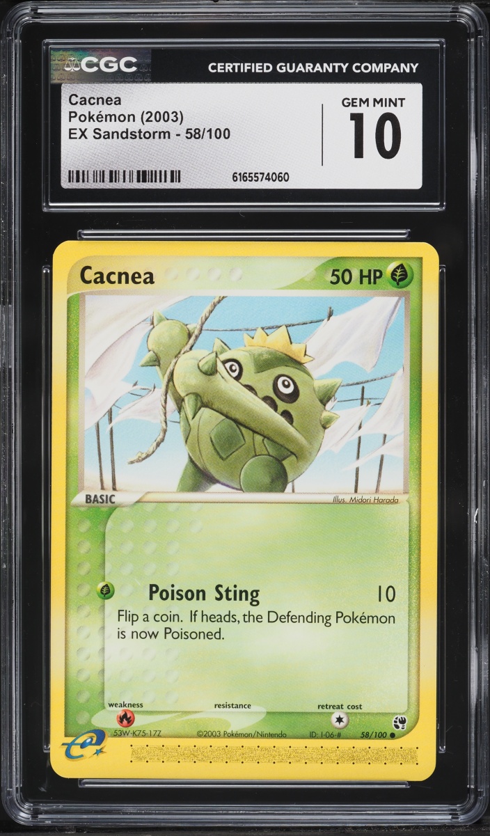 2003 Pokemon EX Sandstorm Cacnea #58 CGC 10 GEM MINT