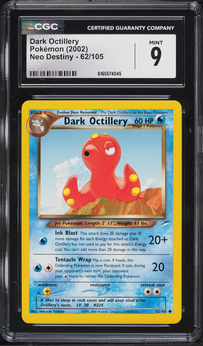 2002 Pokemon Neo Destiny Dark Octillery #62 CGC 9 MINT