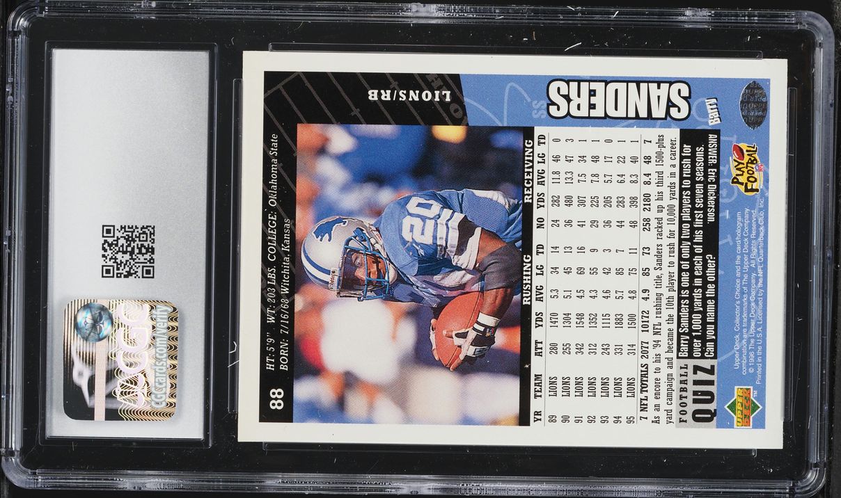 1996 Collector's Choice Football Barry Sanders #88 CGC 10 GEM MINT