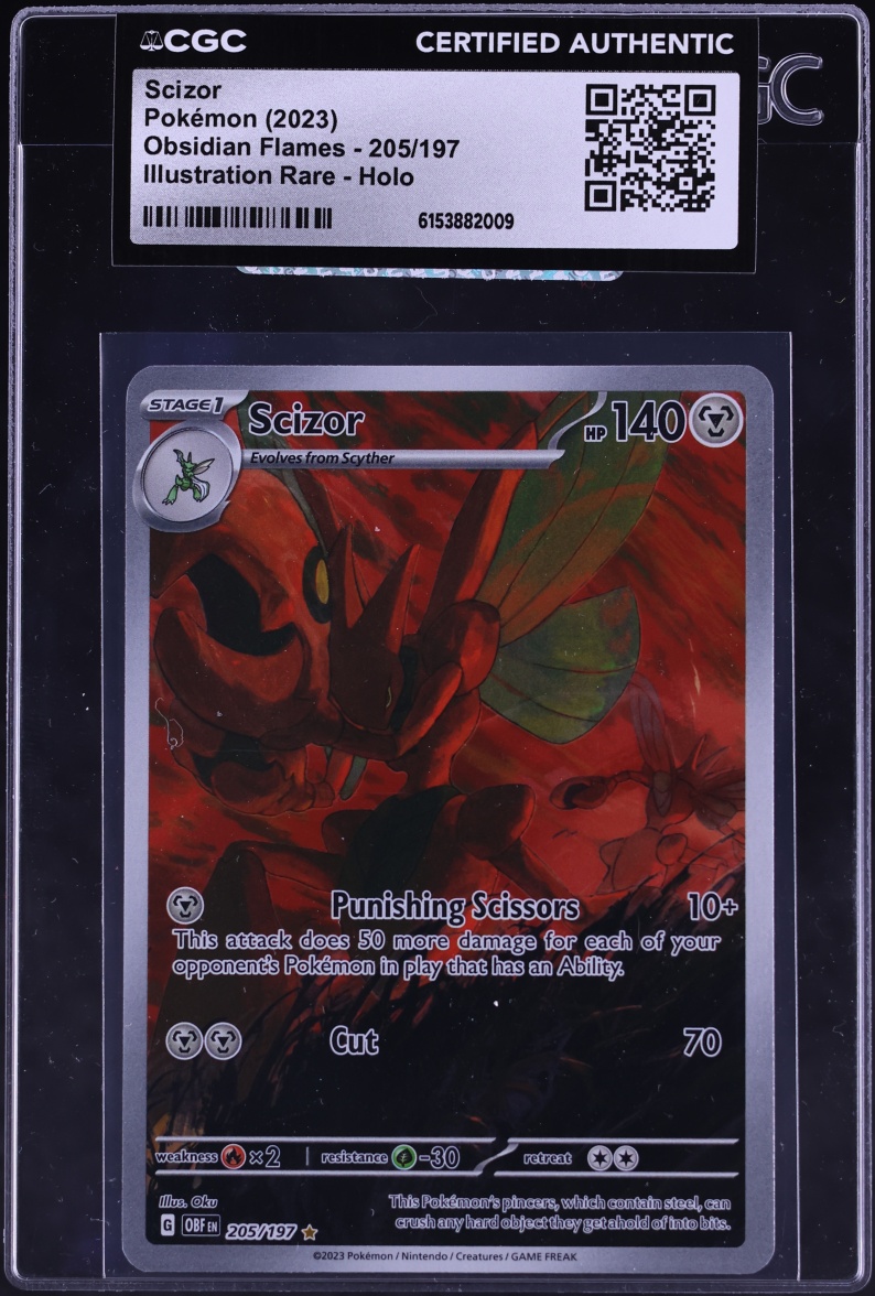 2023 Pokemon Scarlet & Violet Obsidian Flames IR Scizor #205 CGC AUTH
