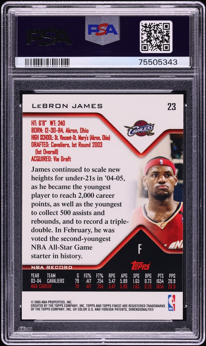 2004 Finest Basketball LeBron James #23 PSA 9 MINT