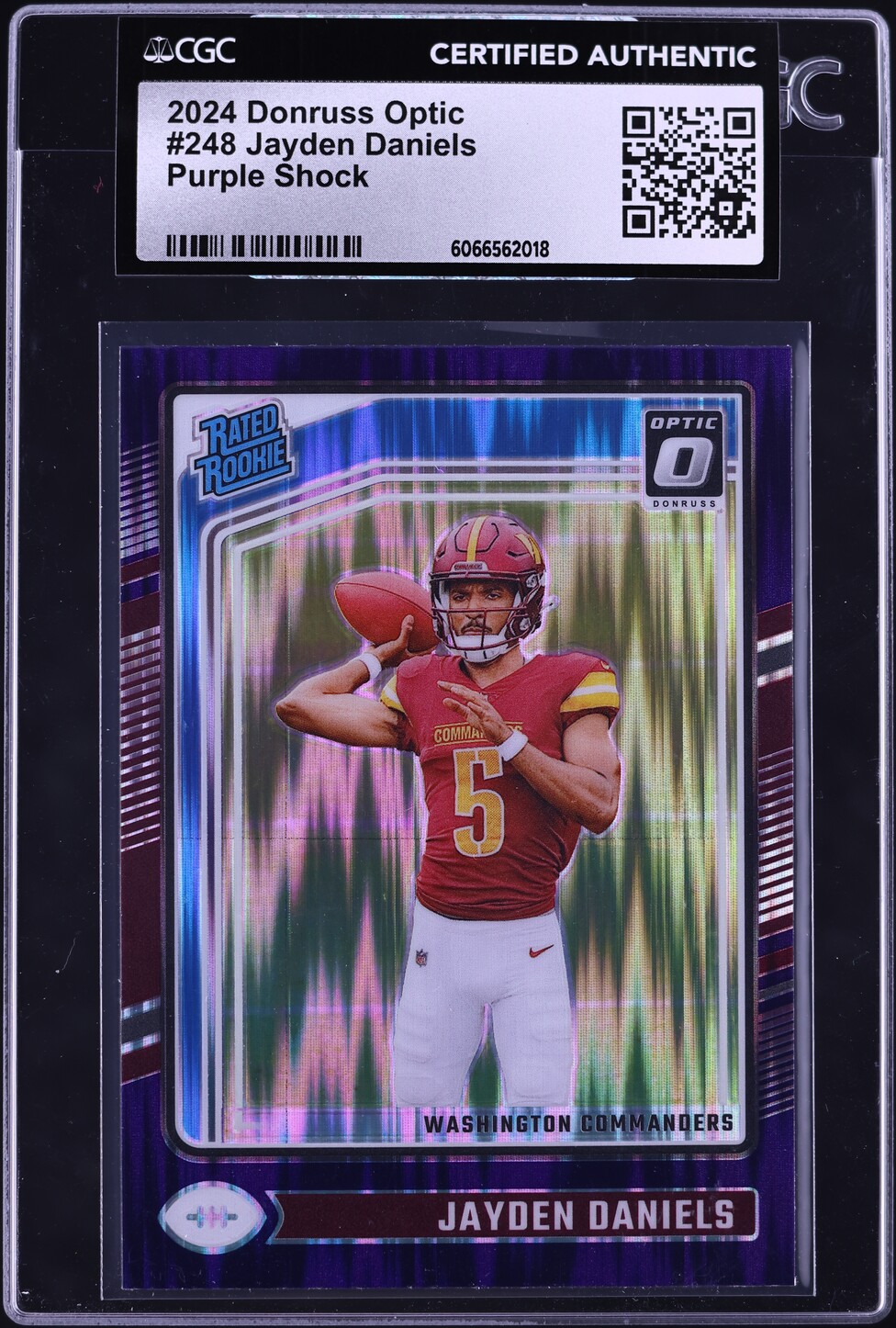 2024 Donruss Optic Purple Shock Jayden Daniels ROOKIE #248 CGC AUTH