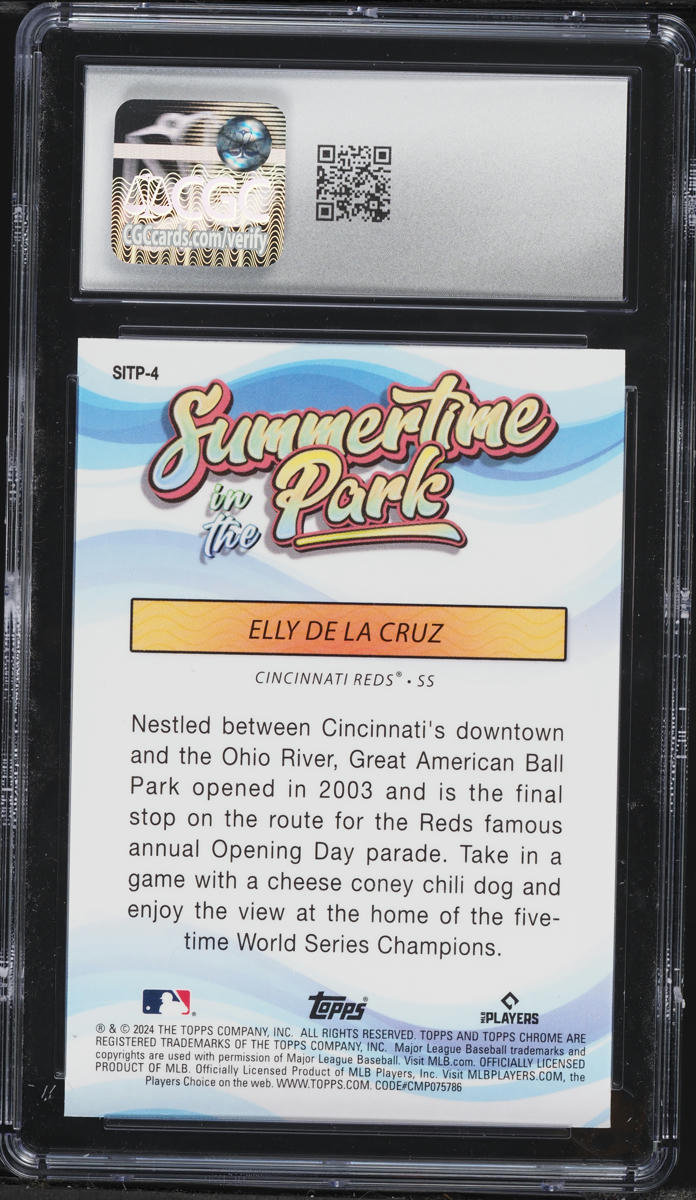 2024 Topps Chrome Summertime In The Park Elly De La Cruz ROOKIE #SITP-4 CGC 10 GEM MINT
