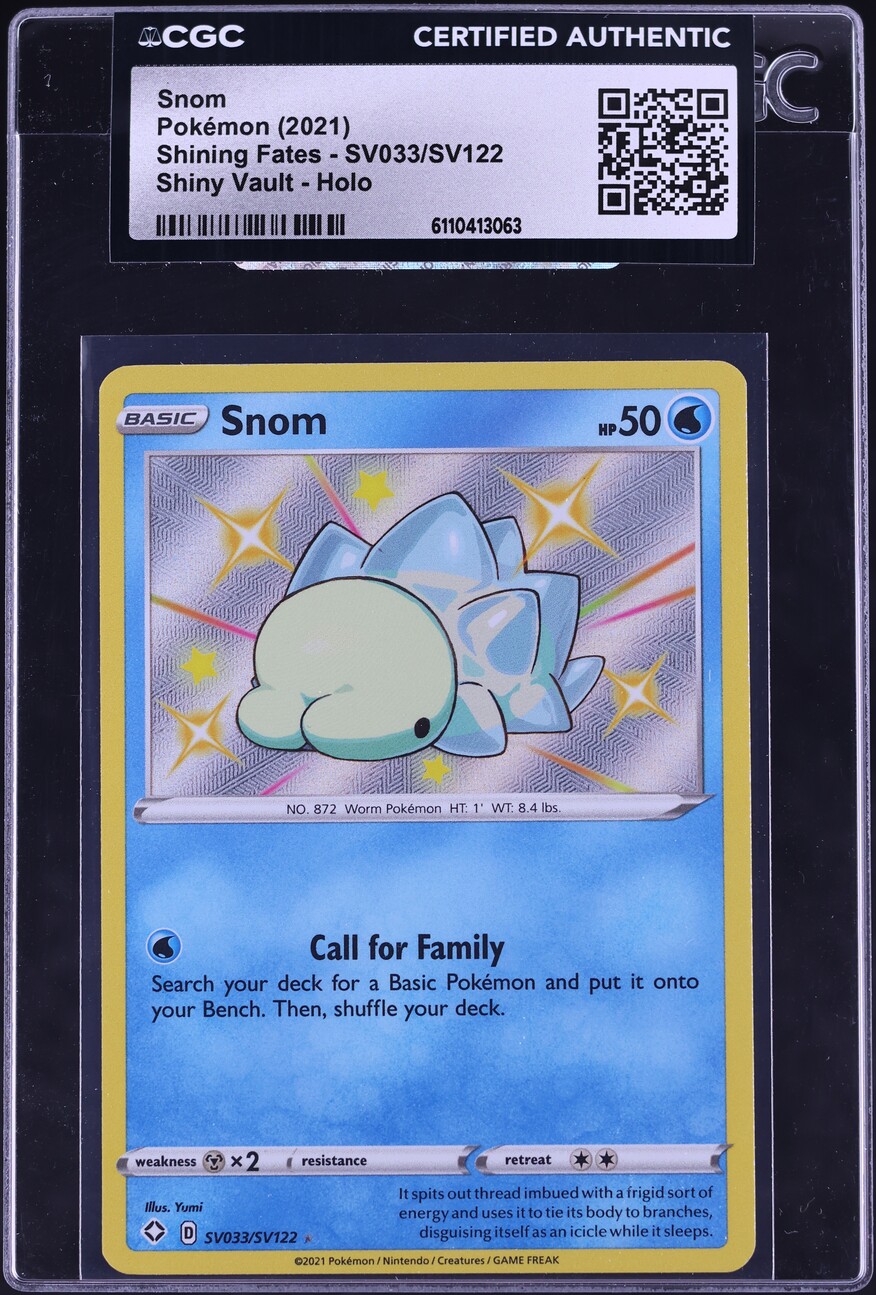 2021 Pokemon Sword & Shield Shining Fates Shiny Vault Snom #SV033 CGC AUTH