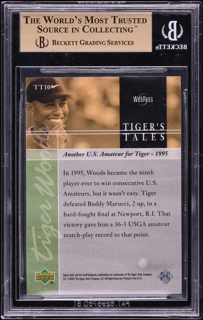 2001 Upper Deck Tiger's Tales Tiger Woods ROOKIE #TT10 BGS 10 PRISTINE