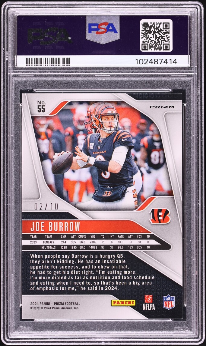 2024 Panini Prizm Gold Joe Burrow /10 #55 PSA 10 GEM MINT