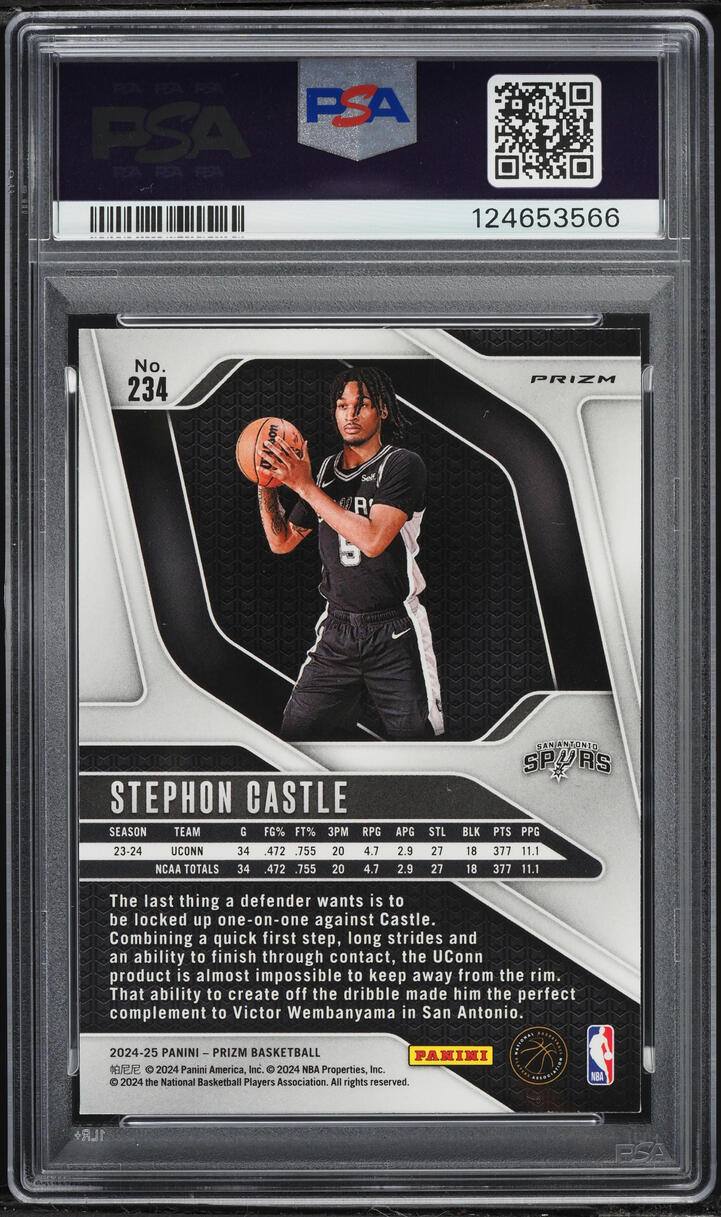 2024 Panini Prizm China Variation Silver Stephon Castle ROOKIE #234 PSA 9 MINT