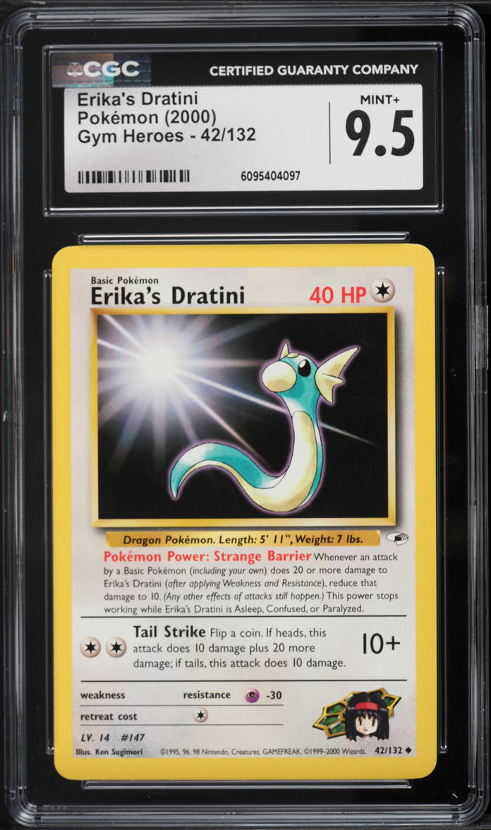 2000 Pokemon Gym Heroes Back Erika's Dratini #42 CGC 9.5 MINT+