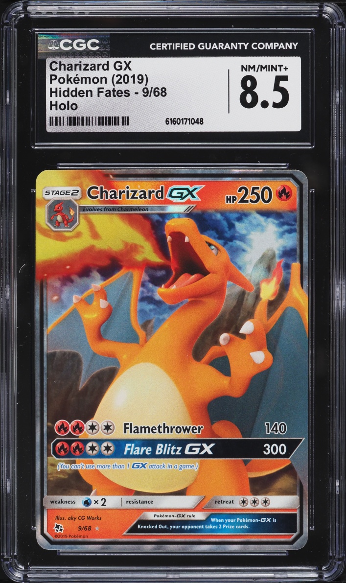 2019 Pokemon Sun & Moon Hidden Fates Holo Charizard GX #9 CGC 8.5 NM-MT+