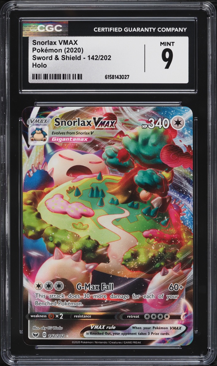 2020 Pokemon Sword & Shield Full Art Snorlax VMAX #142 CGC 9 MINT