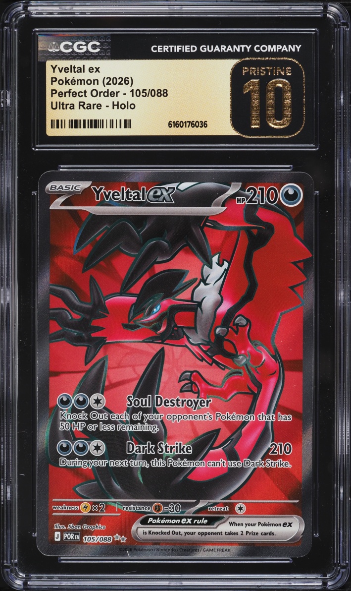 2026 Pokemon Mega Evolution Perfect Order Full Art Yveltal ex #105 CGC 10 PRISTINE