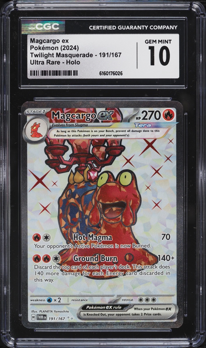 2024 Pokemon Scarlet & Violet Twilight Masquerade Full Art Magcargo EX #191 CGC 10 GEM MINT