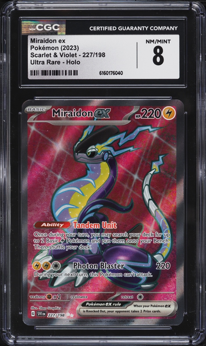 2023 Pokemon Scarlet & Violet Full Art Miraidon EX #227 CGC 8 NM-MT