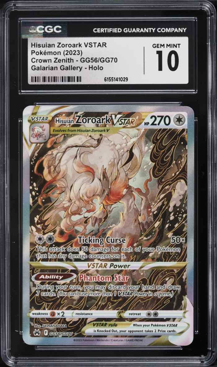 2023 Pokemon Sword & Shield Crown Zenith Alt Art Hisuian Zoroark VSTAR #GG56 CGC 10 GEM MINT