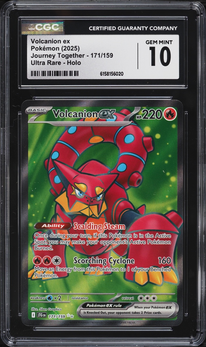 2025 Pokemon Scarlet & Violet Journey Together Full Art Volcanion Ex #171 CGC 10 GEM MINT