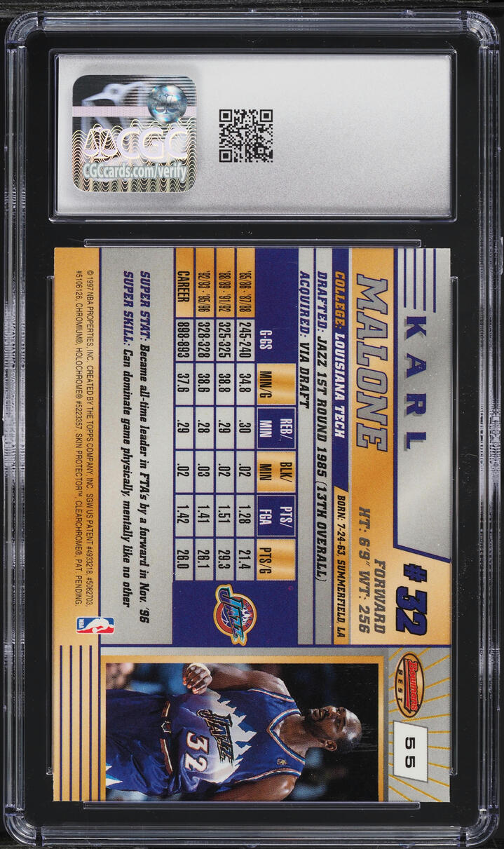 1996 Bowman's Best Karl Malone #55 CGC 8 NM-MT