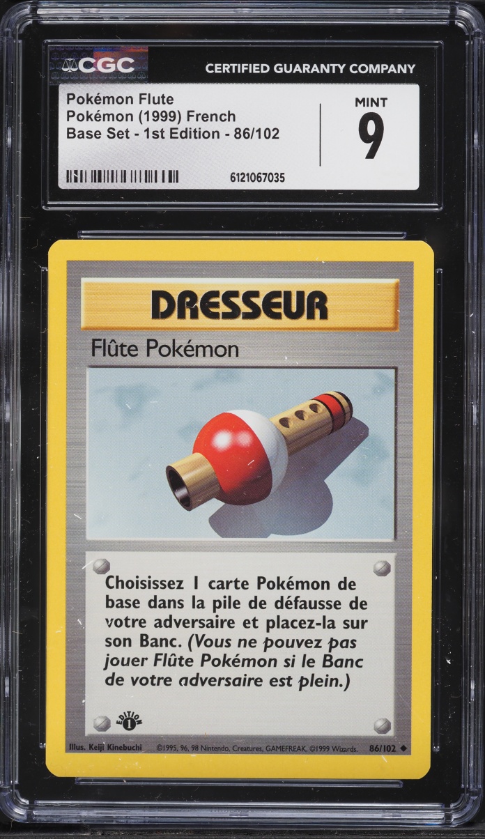 1999 Pokemon French Base Set 1st Edition Pokemon Flute #86 CGC 9 MINT
