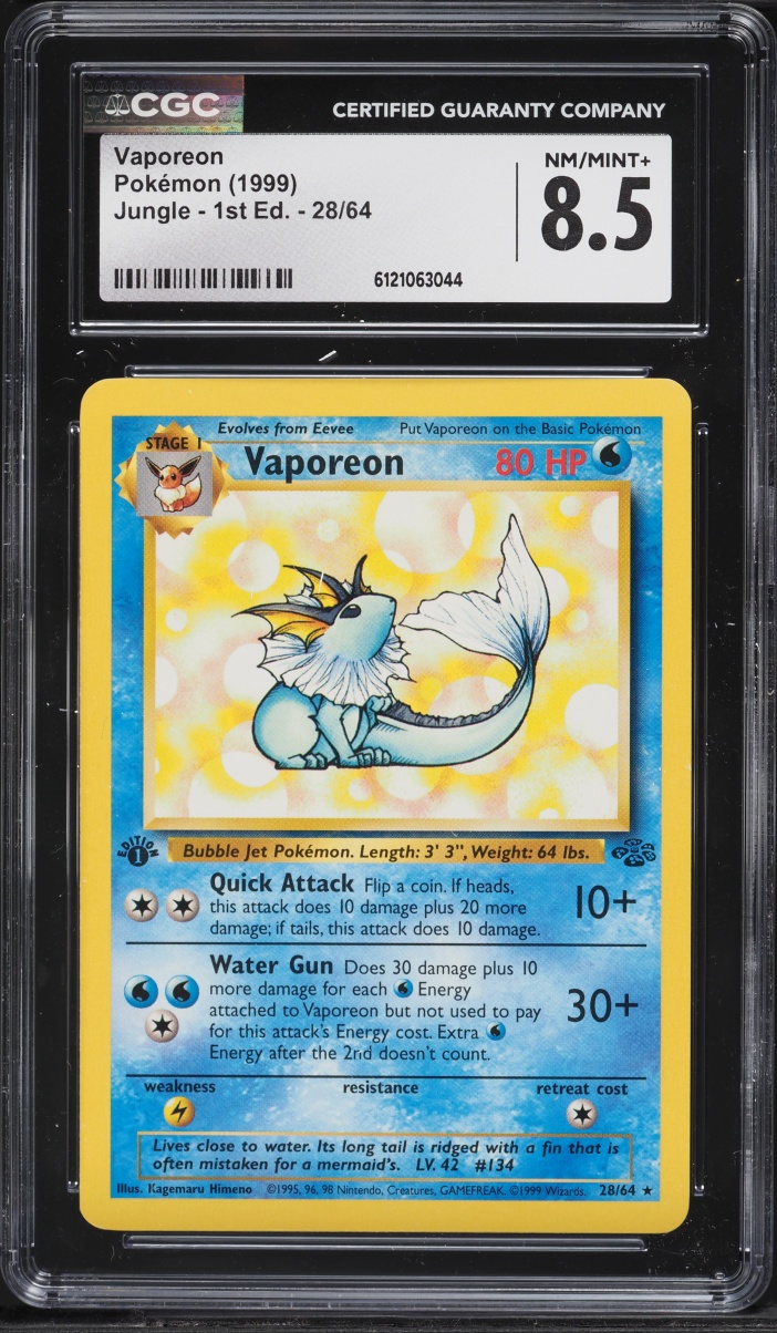 1999 Pokemon Jungle 1st Edition Vaporeon #28 CGC 8.5 NM-MT+