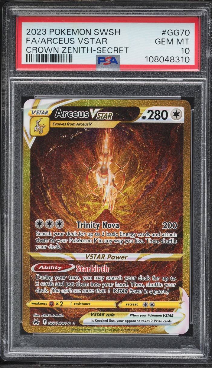 2023 Pokemon Sword & Shield Crown Zenith Gold Rare Arceus VSTAR #GG70 PSA 10 GEM MINT