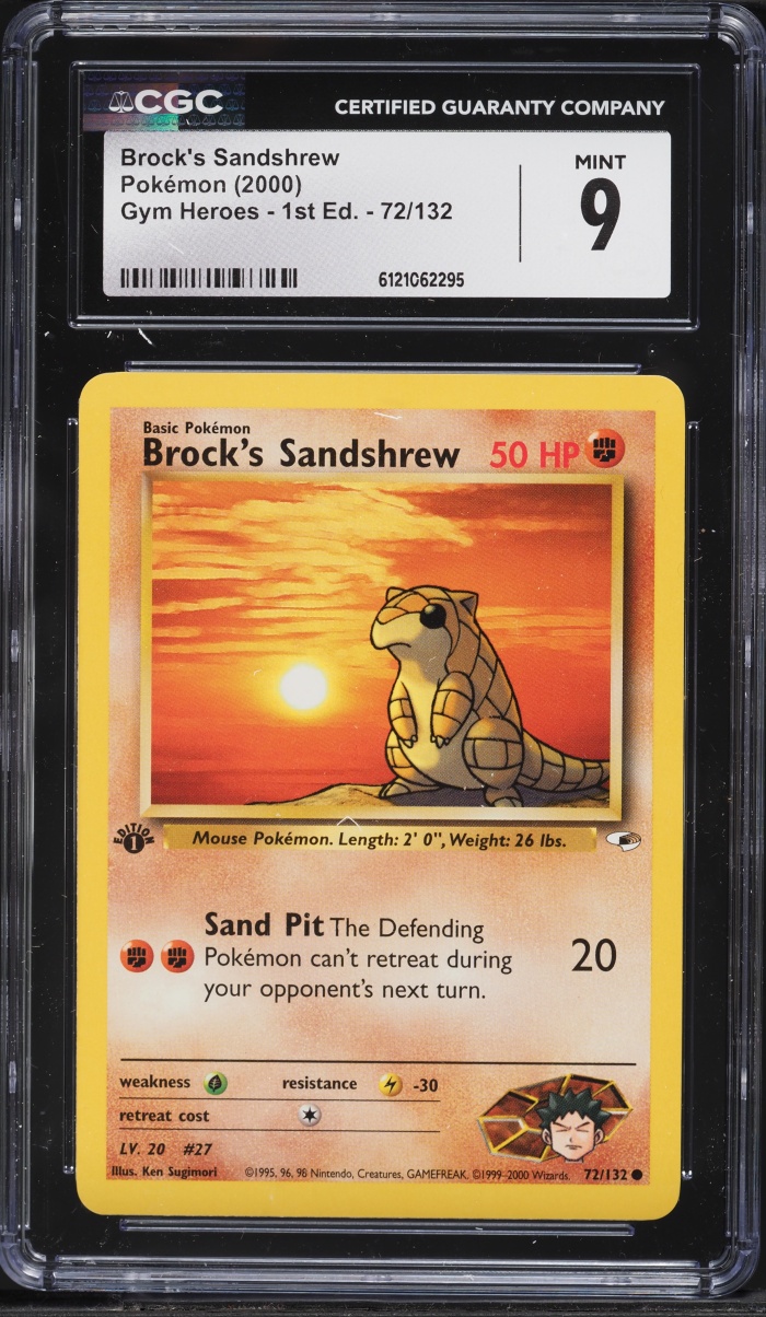 2000 Pokemon Gym Heroes 1st Edition Brock's Sandshrew #72 CGC 9 MINT